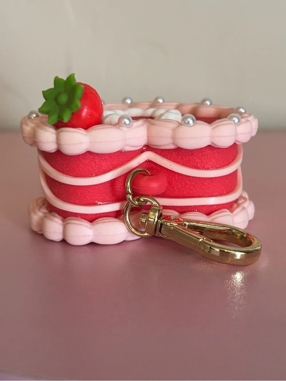 Strawberry Cupcake Hand Sanitizer Keychain